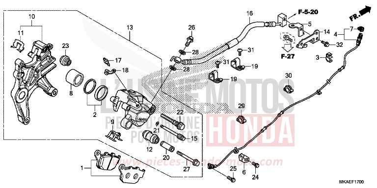 HINTERRAD-BREMSSATTEL von Integra 750 CANDY PROMINENCE RED (R342) von 2017